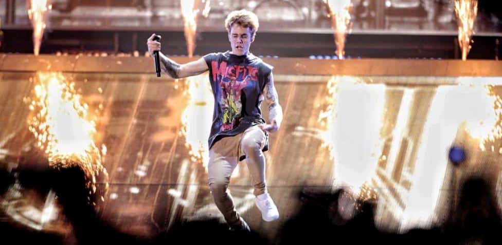 Justin Bieber during the performance he gave at the Palau Sant Jordi