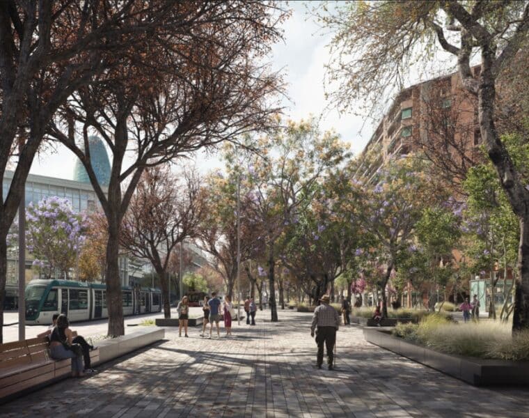 urbanización de la Gran Via entre las Glòries y la rambla del Poblenou