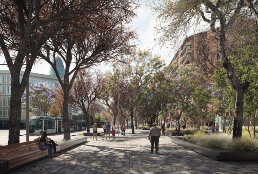 urbanización de la Gran Via entre las Glòries y la rambla del Poblenou