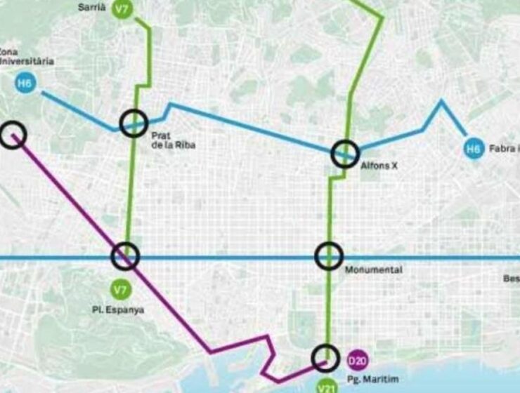 H, D, V: letras que identifican las líneas de autobuses en Barcelona