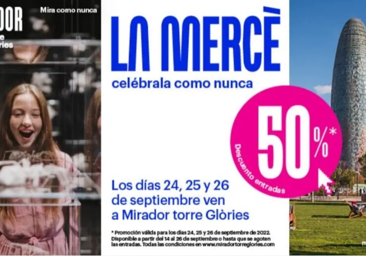 Fiestas de la Mercè 2023: entradas con el 50% de descuento en el Mirador Torre Glòries