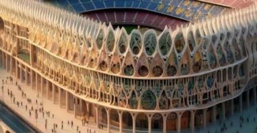 La IA recrea un Camp Nou remodelado, pero por Antoni Gaudí