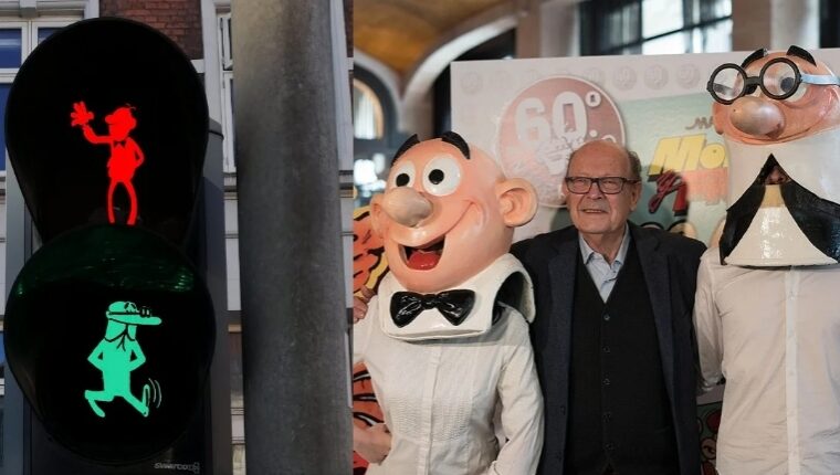 Los semáforos de Barcelona rinden homenaje a Mortadelo y Filemón