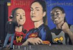Graffiti callejero TvBoy en honor a las campeonas del Barça