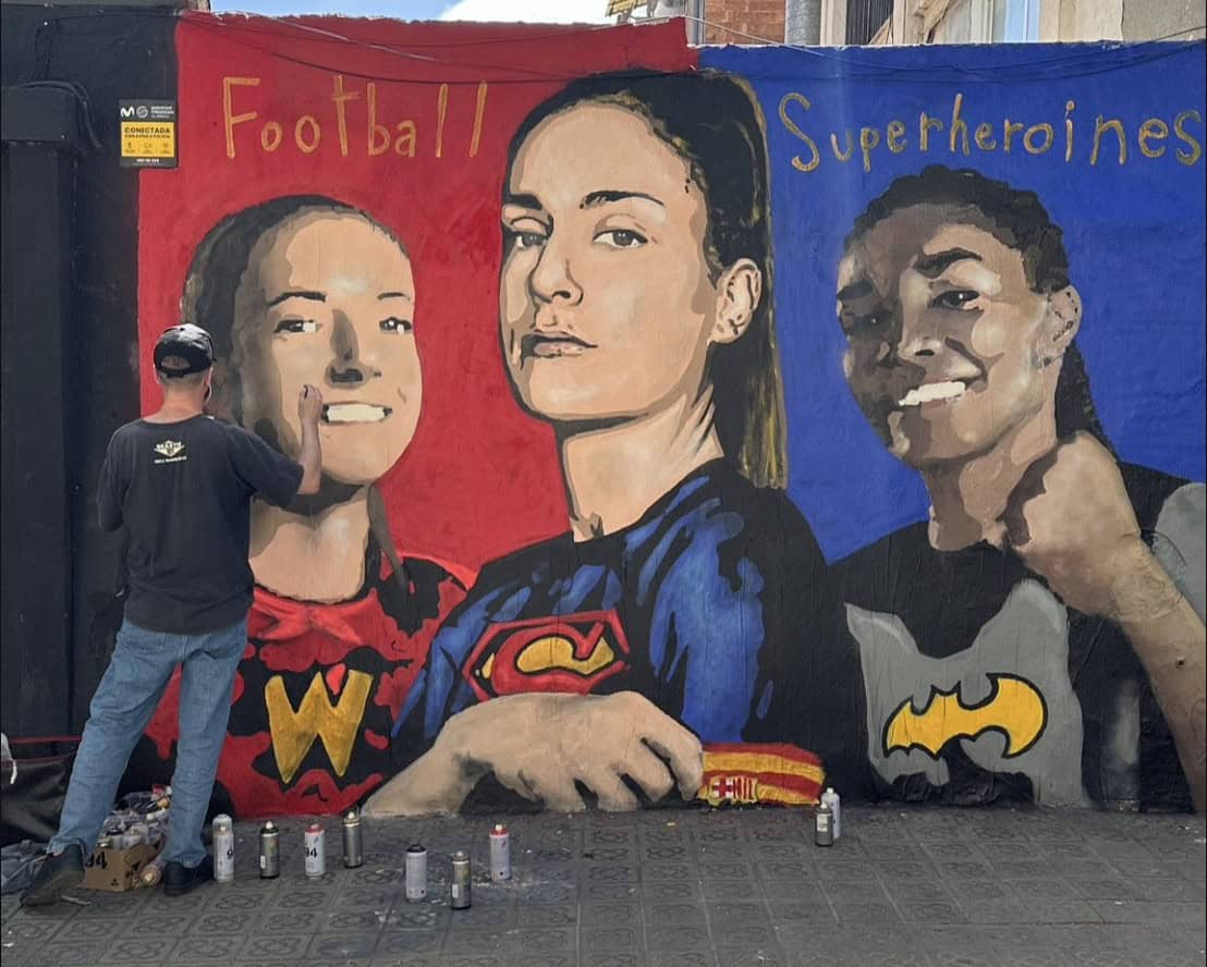Graffiti callejero TvBoy en honor a las campeonas del Barça