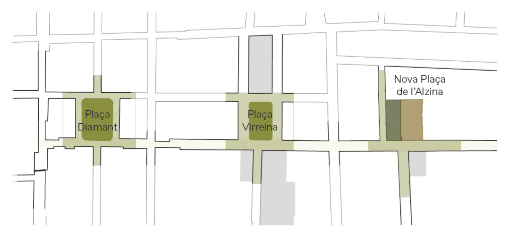 A new green square for Gràcia the future of the Casetes d'Encarnacio 3