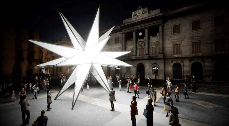 Plaça Sant Jaume becomes this year a true epicenter of Christmas in Barcelona, thanks to an innovative proposal that combines tradition and innovation. The installation of a spectacular 20-pointed luminous star, called 