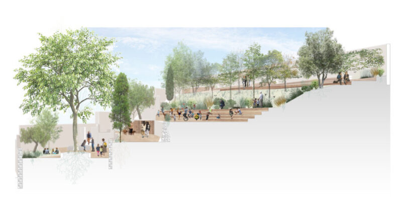 proyecto para reformar y abrir al vecindario los jardines de la Font del Carbó, en la Salut