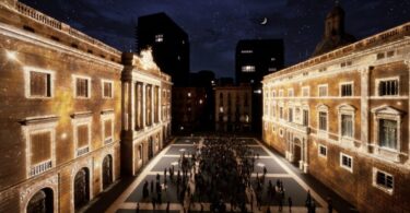 propuesta artística conjunta en la plaza de Sant Jaume en Navidad