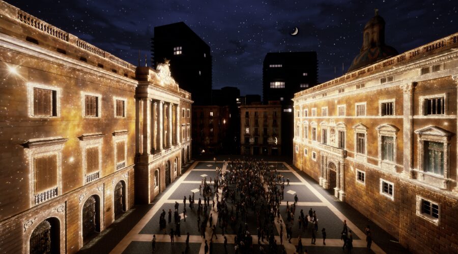 propuesta artística conjunta en la plaza de Sant Jaume en Navidad